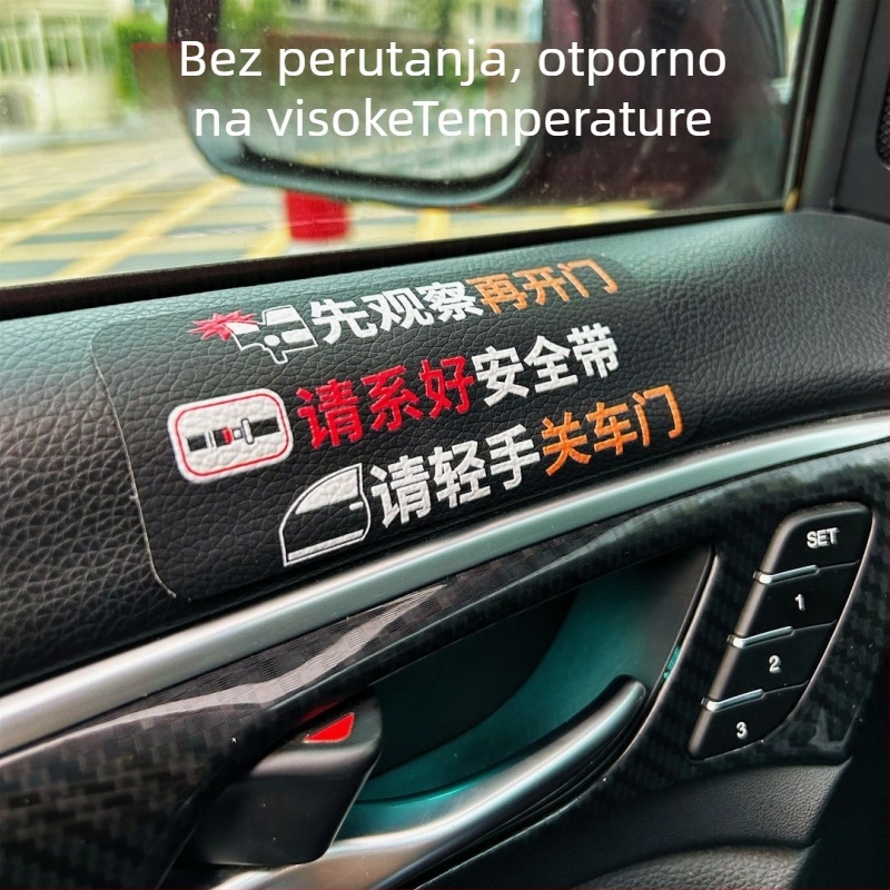 Kožna unutarnja upozoravajuća naljepnica za auto s podsjetnikom za vrata i sigurnosni pojas