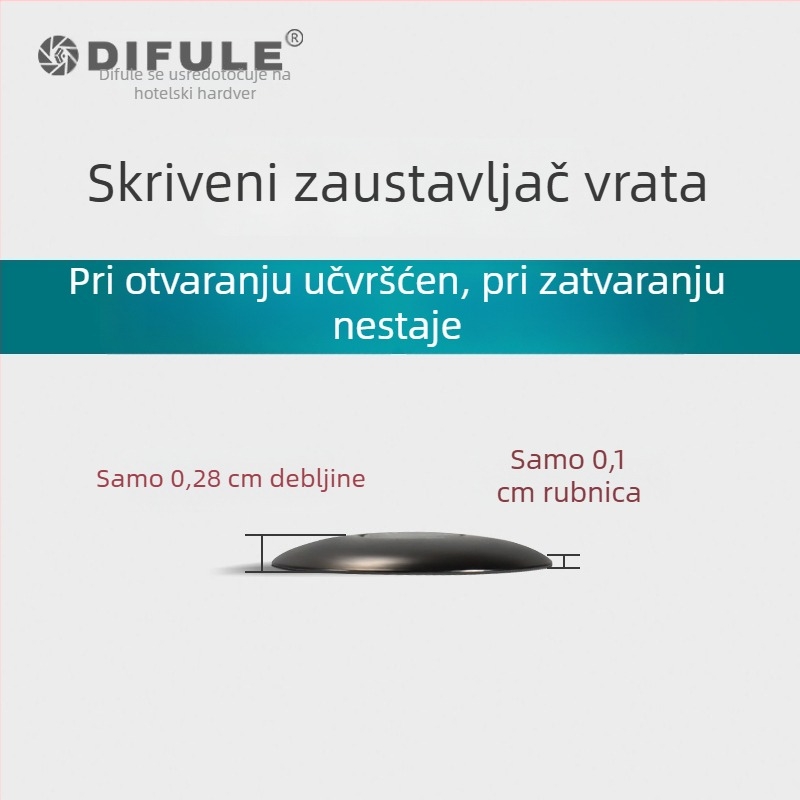 Skriti držač vrata, automatski otpor sudaru, podna montaža (Model DFL-P008H • Materijal: bakar + čelik 34 • Površinska obrada: elektroplatiranje)