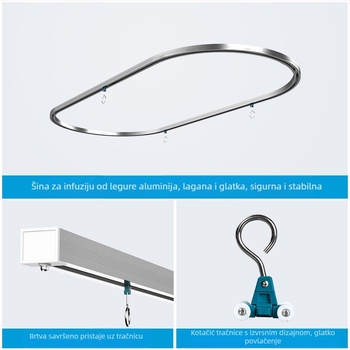 Bolnički sustav za infuziju s O-oblikom tračnice, zavjesa za izolaciju odjela, izvučni infuzijski stalak, aluminijska legura YL-30, brušeni završetak, Hang Seng, moderan minimalistički dizajn