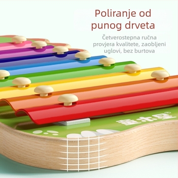 Drveni xylofon s 8 tonova za djecu, edukativni glazbeni instrument Child Jupiter, potiče koordinaciju ruka-oko i razvoj kognicije