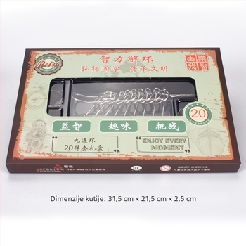 Puzzle s lancem od devet veza, set od 20 komada – metalna legura, relaksacija za djecu 7–14 godina