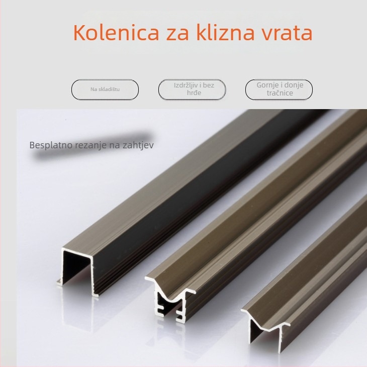 Aluminijska legura — komplet tračnica za klizna vrata s gornjom i donjom šinom (Model B77) za garderobu — moderni minimalistički stil