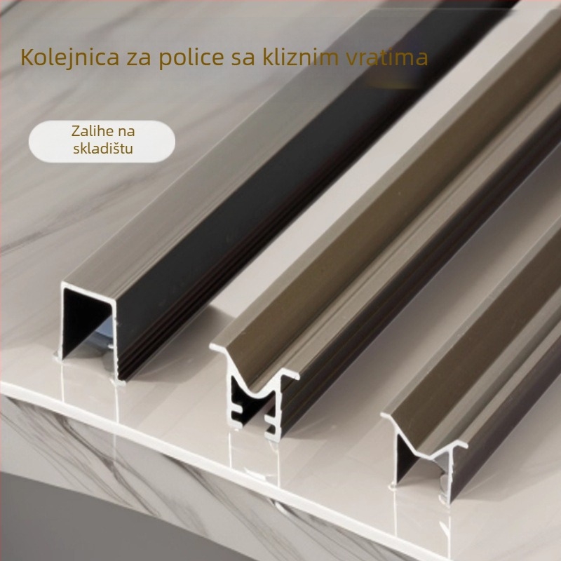 Aluminijska legura — komplet tračnica za klizna vrata s gornjom i donjom šinom (Model B77) za garderobu — moderni minimalistički stil