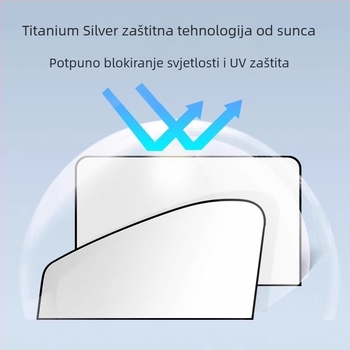 Auto sjenila za prednja i stražnja vjetrobranska stakla, magnetska ugradnja, titanij-srebrni materijal, moguć tisak logotipa