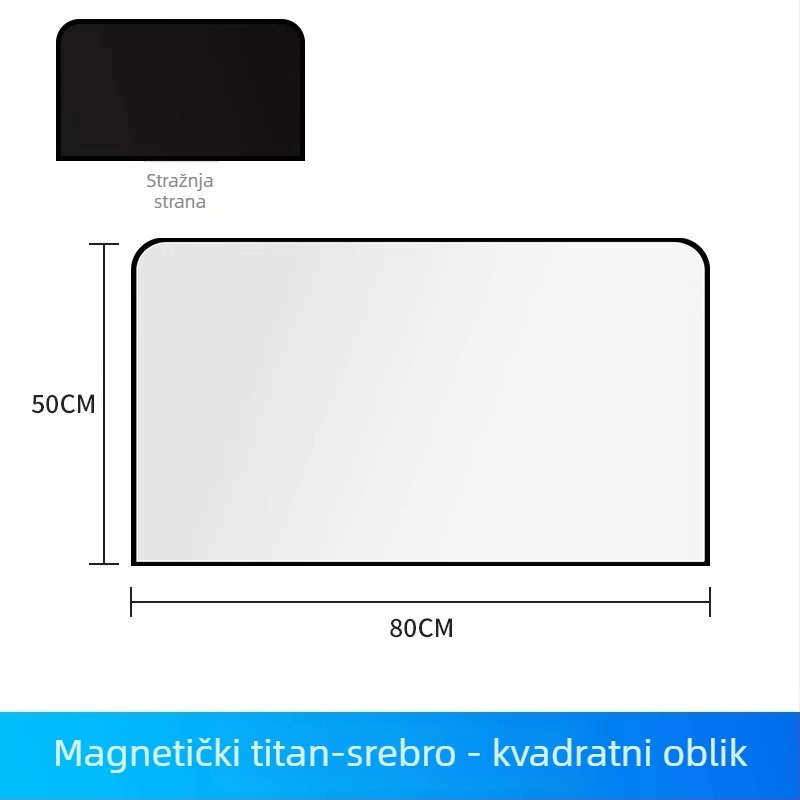 Auto sjenila za prednja i stražnja vjetrobranska stakla, magnetska ugradnja, titanij-srebrni materijal, moguć tisak logotipa