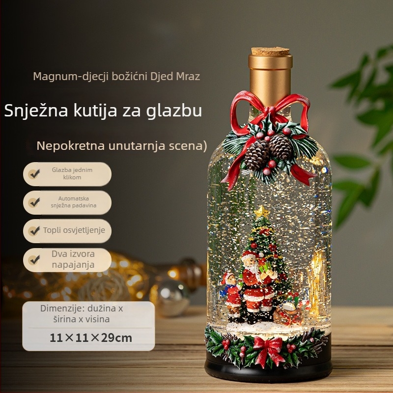 Glazbena kutija s LED snježnom kuglom – Oberly, plastika, moderni stil, oslikano i gravirano