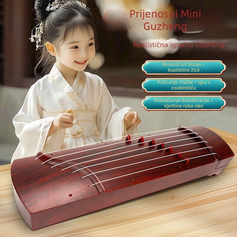 Dječji stolni instrument u stilu Guqin/Guzheng – igrivi etnički žičani instrument za uzrast 4–6 godina, plastični, razvoj koordinacije ruke i oka