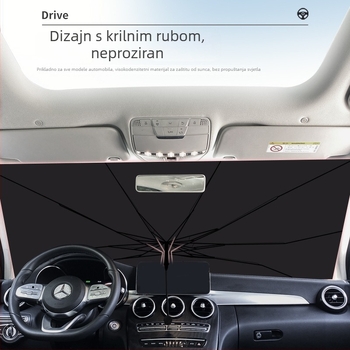 Auto sjenilo za sunce s motívom Cartoon Wind (Doodle Girl), aluminijska folija, teleskopska ugradnja, 400 g, tisak loga