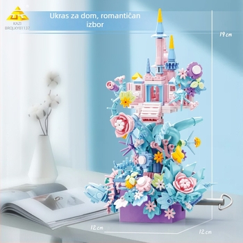 Kazi 81137 Set građevinskih blokova s temom cvjetnog dvorca princeze – ABS plastika, 200–400 komada, DIY, za uzrast 7–14 godina, 0,8 kg