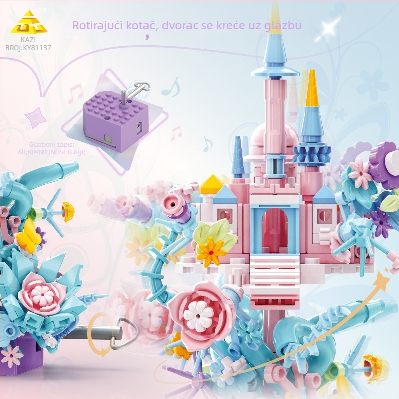 Kazi 81137 Set građevinskih blokova s temom cvjetnog dvorca princeze – ABS plastika, 200–400 komada, DIY, za uzrast 7–14 godina, 0,8 kg