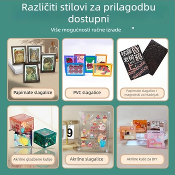 Akrilna božićna glazbena kutija — Prilagodljiv DIY rotirajući set, crtani stil, Louis marka, Mogu otisak logotipa