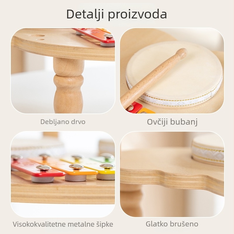 Drveni bubanj – edukativna igračka za djecu 4–6 godina, kognitivni i osjetilni razvoj (Materijal: drvo; Marka: Pocket Castle; Dobna skupina: 4–6 godina; Kategorija: drveni perkusijski instrument)