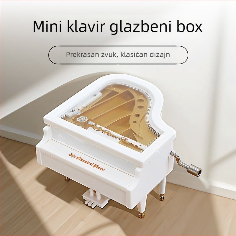 Enmei plastična kutija s klavirom, ručno okrećuća dekorativna igračka za djecu — poklon za rođendan, jednostavan moderni stil