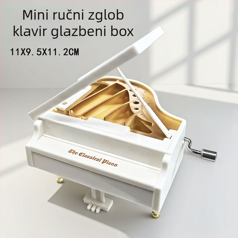 Enmei plastična kutija s klavirom, ručno okrećuća dekorativna igračka za djecu — poklon za rođendan, jednostavan moderni stil