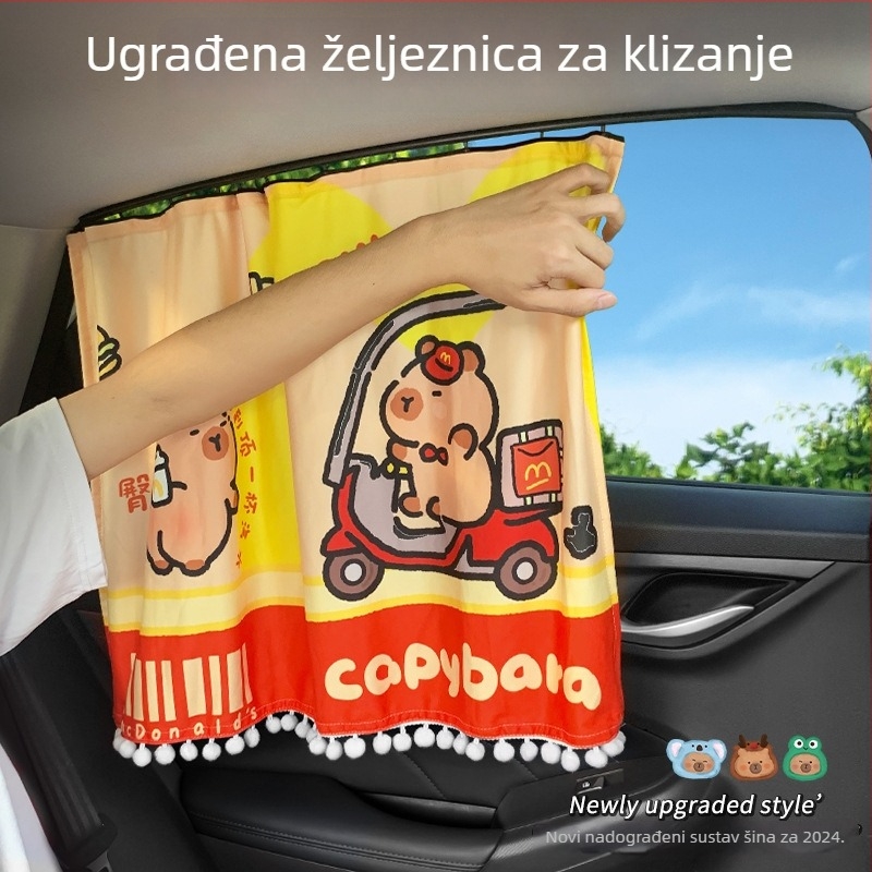 Automobilske zavjese s kliznim sustavom za prednje i stražnje bočne prozore, poliester, poluprozirne, visiće, zaštita od sunca i privatnost