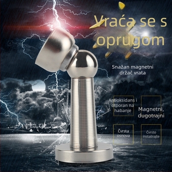 Zidni magnetski stopper za vrata, od nehrđajućeg čelika, brušena završna obrada, model A01 (Materijal: Nehrđajući čelik; Završna obrada: Brušena; Tip: Zidni)