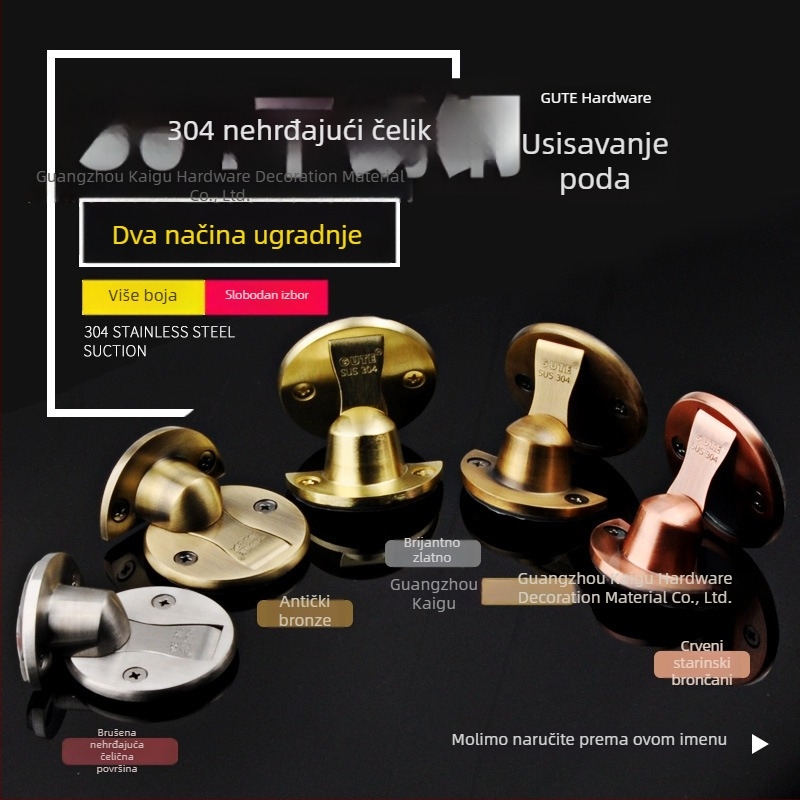 Neprobijajući držač vrata s nevidljivom podnom privlačnošću, nehrđajući čelik, podna montaža, ručno upravljanje, snažna magnetska privlačnost na zidu