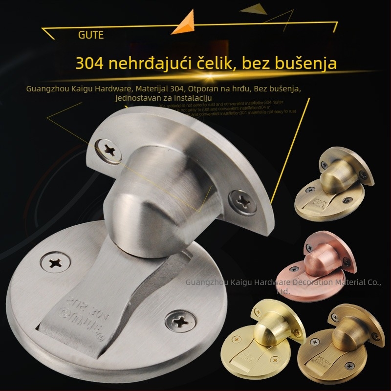 Neprobijajući držač vrata s nevidljivom podnom privlačnošću, nehrđajući čelik, podna montaža, ručno upravljanje, snažna magnetska privlačnost na zidu