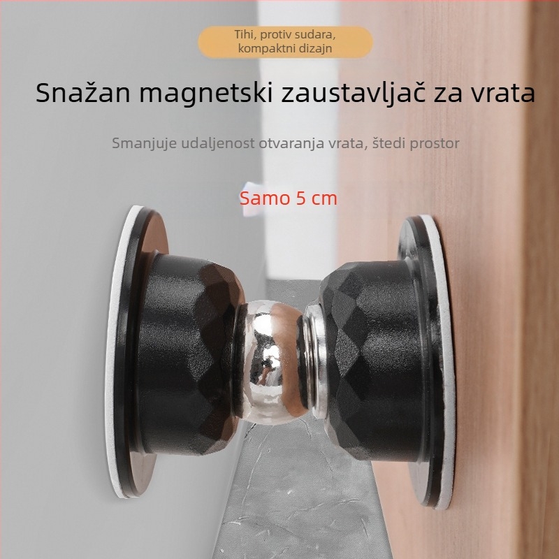 Kratki zidni držač vrata 808 — nehrđajući čelik + ABS, elektroplaki završetak, model 808, zidna montaža