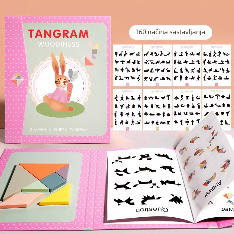 Magnetska Tangram slagalica za djecu – 3D građevinski blokovi, DIY, višestruka funkcionalnost, uzrast 4–6 godina