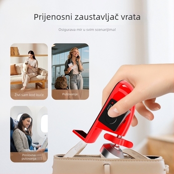 Vrata stopper LP01 - Metalni, gornja montaža, ručna instalacija, prijenosno, 5V, za dom, putovanja i hotele