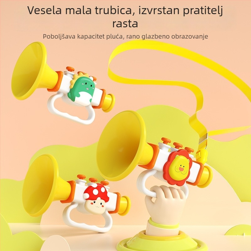Dječja glazbena igračka truba s zviždaljkama i usnom harmonikom, na narukvici, od plastike, za uzrast 7–14 godina, potiče emocionalni i kognitivni razvoj, senzornu igru i interakciju roditelj-dijete