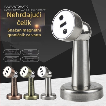 Dverni stopper od nehrđajućeg čelika, zidni montažni, automatsko upravljanje, brušeni završni sloj, moderan minimalistički stil