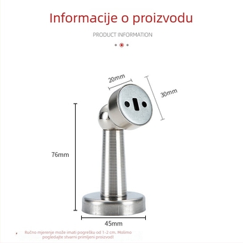 Dverni stopper od nehrđajućeg čelika, zidni montažni, automatsko upravljanje, brušeni završni sloj, moderan minimalistički stil