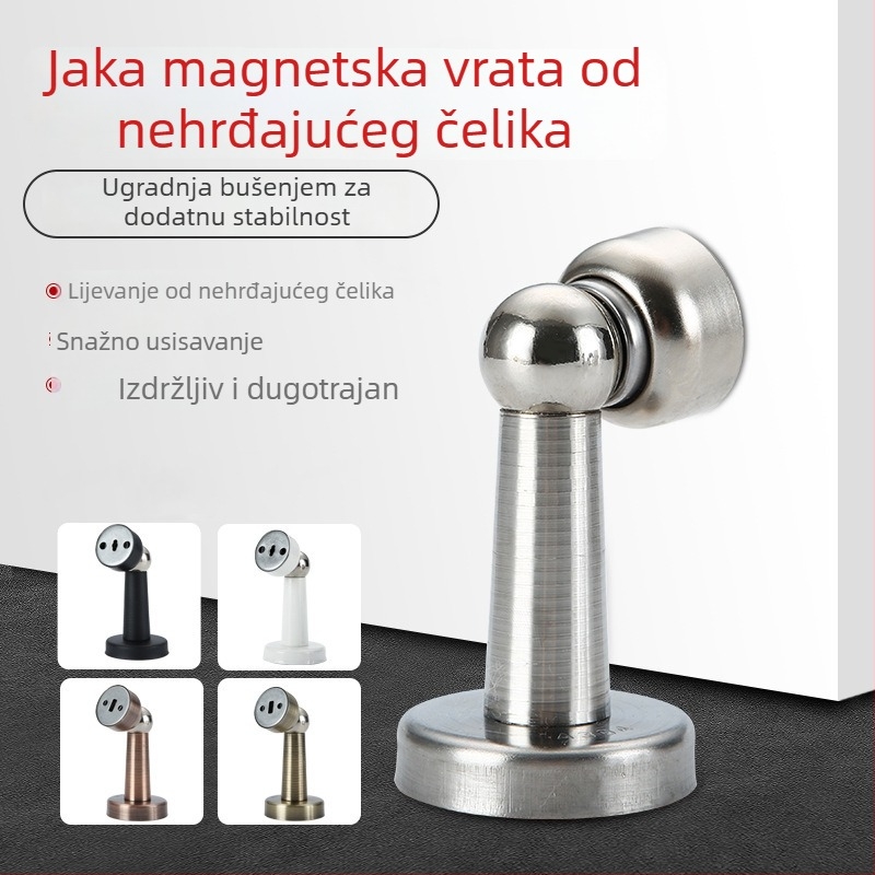 Dverni stopper od nehrđajućeg čelika, zidni montažni, automatsko upravljanje, brušeni završni sloj, moderan minimalistički stil