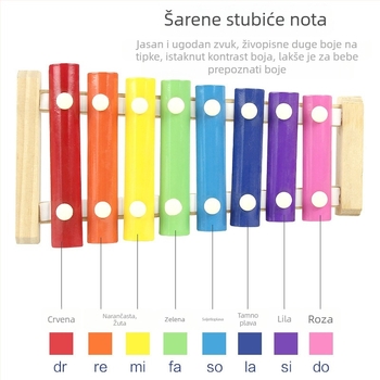 Drveni dječji xylofon MY – zapadni udarni instrument za dojenčad (0–3 godine) s treninzima koordinacije ruka-oko, kognitivni razvoj, hvatanje (Materijal: drvo; Brend: MY; Kategorija: zapadni udarni instrumenti; Dob: 0–3 godine)