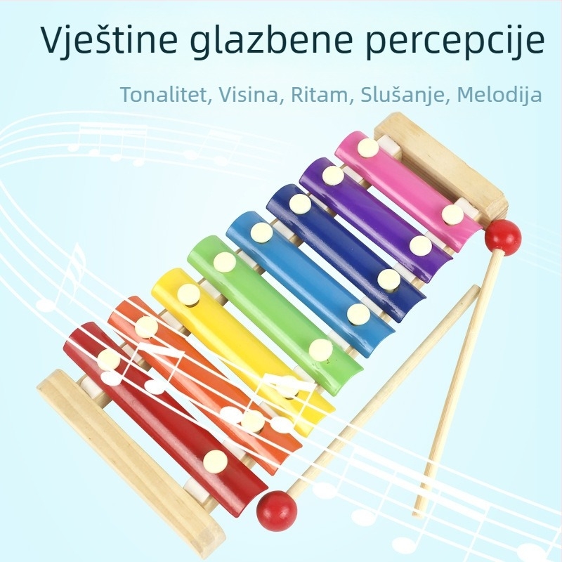 Drveni dječji xylofon MY – zapadni udarni instrument za dojenčad (0–3 godine) s treninzima koordinacije ruka-oko, kognitivni razvoj, hvatanje (Materijal: drvo; Brend: MY; Kategorija: zapadni udarni instrumenti; Dob: 0–3 godine)