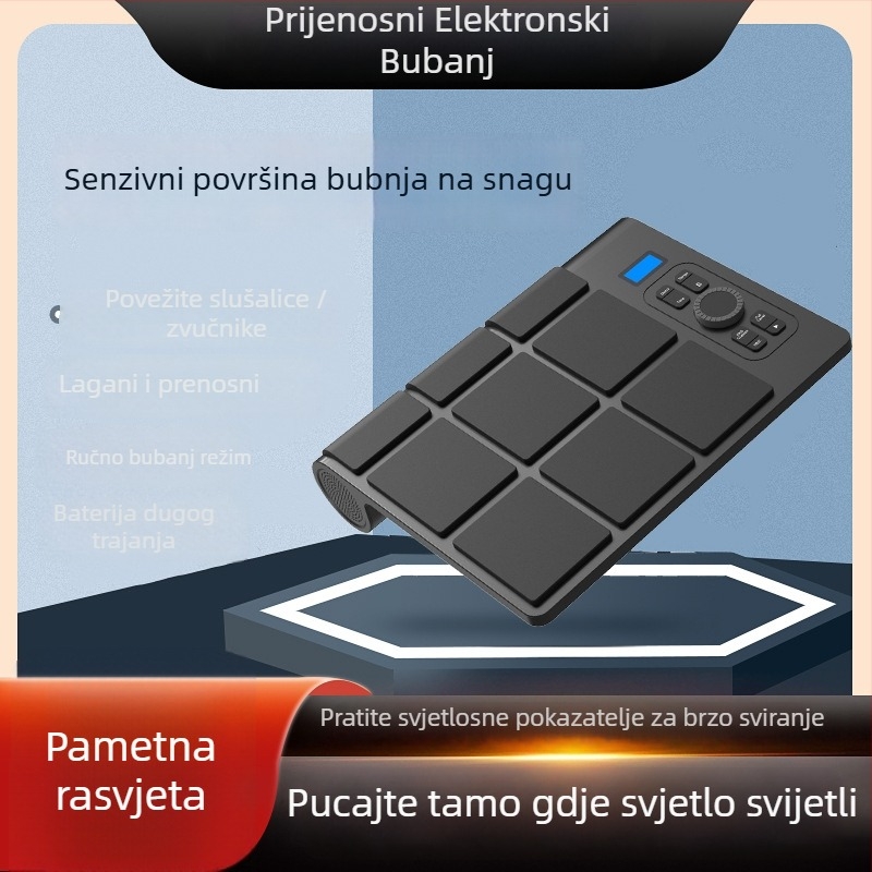 Elektronički bubanj set ED02, 9-dijelni, PVC, sve-u-jednom, prijenosno