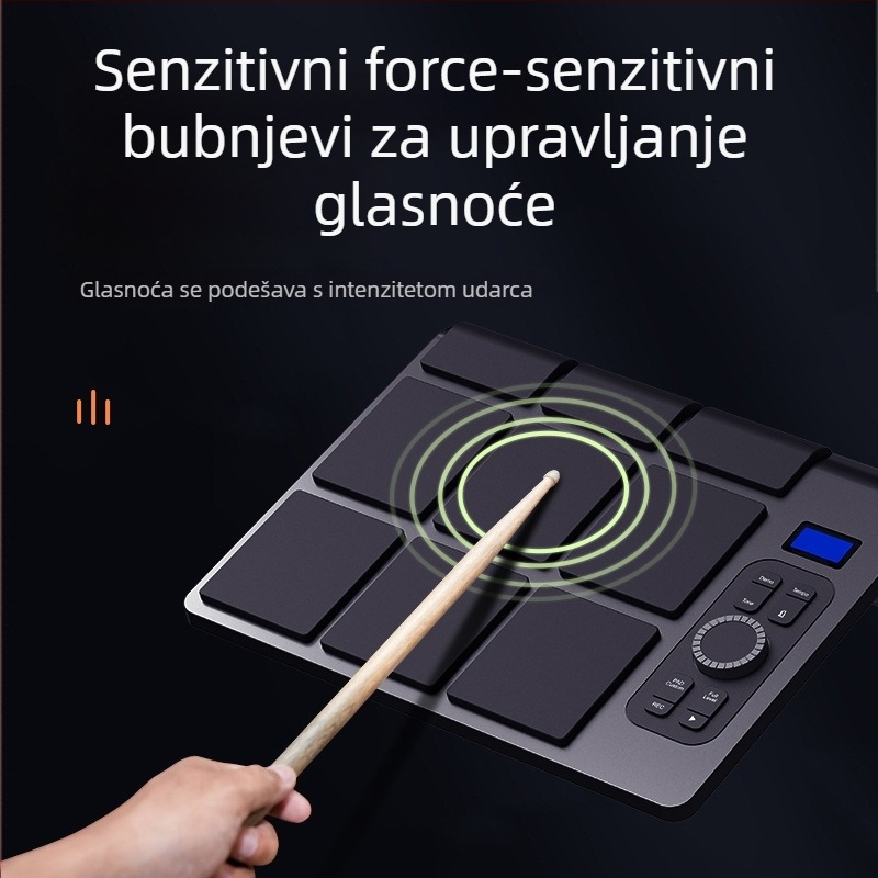 Elektronički bubanj set ED02, 9-dijelni, PVC, sve-u-jednom, prijenosno