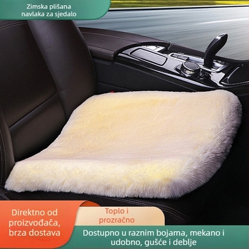 Zimski trodijelni set jastučića za auto, topao pliš, imitacija krzna zeca, univerzalna prilagodba, bez vezivanja