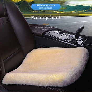 Zimski trodijelni set jastučića za auto, topao pliš, imitacija krzna zeca, univerzalna prilagodba, bez vezivanja