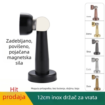 Stoper za vrata od nehrđajućeg čelika, debeli i podignuti, zidni i podni montaža, perforirani magnetski stopper za vrata, 12 cm, boja crno-brončano-zlatna