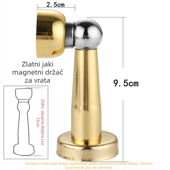 Stoper za vrata od nehrđajućeg čelika, debeli i podignuti, zidni i podni montaža, perforirani magnetski stopper za vrata, 12 cm, boja crno-brončano-zlatna