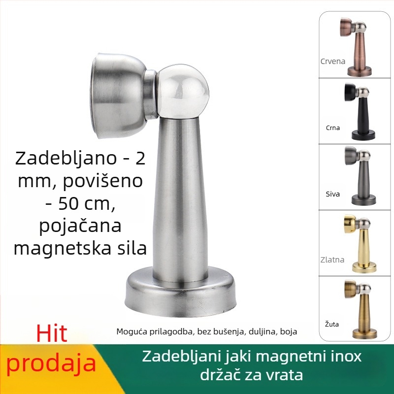 Stoper za vrata od nehrđajućeg čelika, debeli i podignuti, zidni i podni montaža, perforirani magnetski stopper za vrata, 12 cm, boja crno-brončano-zlatna