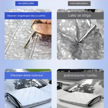 Univerzalni pokrov za automobil s aluminijskom folijom za zaštitu od sunca i kiše, toplinska izolacija, ugrađena montaža, pokrivanje prednjeg dijela