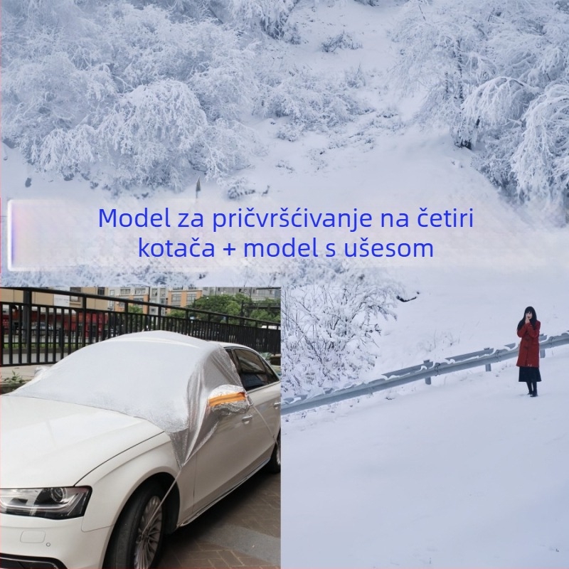 Univerzalni pokrov za automobil s aluminijskom folijom za zaštitu od sunca i kiše, toplinska izolacija, ugrađena montaža, pokrivanje prednjeg dijela