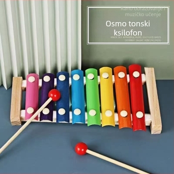 Osmotonni ksilofoon – ručni perkusijski instrument, drvena edukativna igračka za djecu 4–6 godina, rano glazbeno obrazovanje