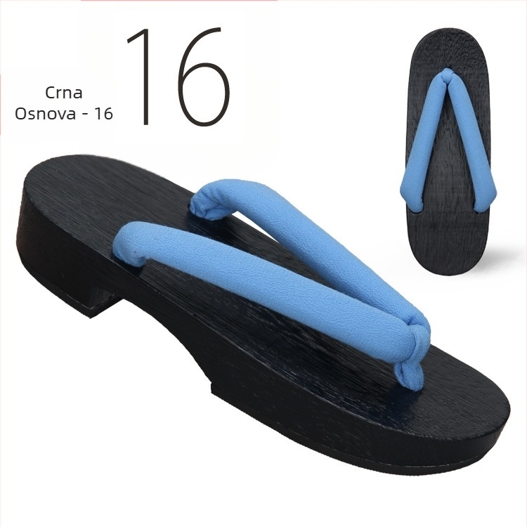 Ženske flip-flop sandale u japanskom stilu, gornji dio od pamuka, drvena podloga, okrugli vrh, peta 3–5 cm