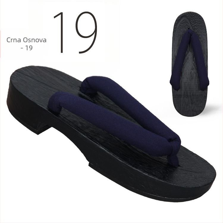 Ženske flip-flop sandale u japanskom stilu, gornji dio od pamuka, drvena podloga, okrugli vrh, peta 3–5 cm