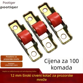 12 mm široki plosnati kotačić za plastično-čelični mrežni prozor, mali crveni kotačić, posebno plosno kolo za klizne mrežne vrata