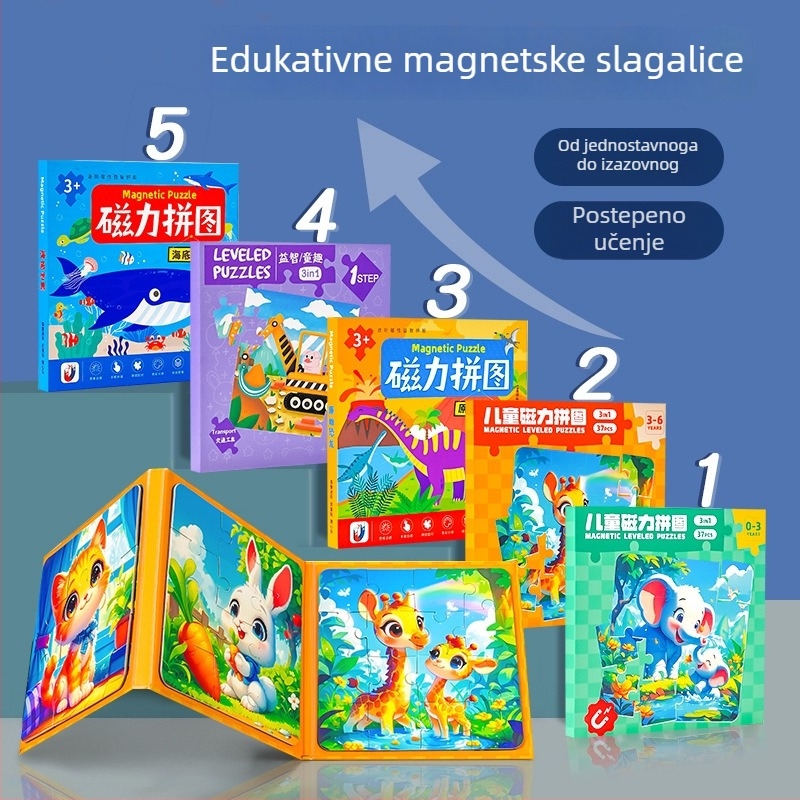 DIY magnetska slagalica za djecu 0–3 godine, papirnati ravni puzzle, u kartonskoj kutiji