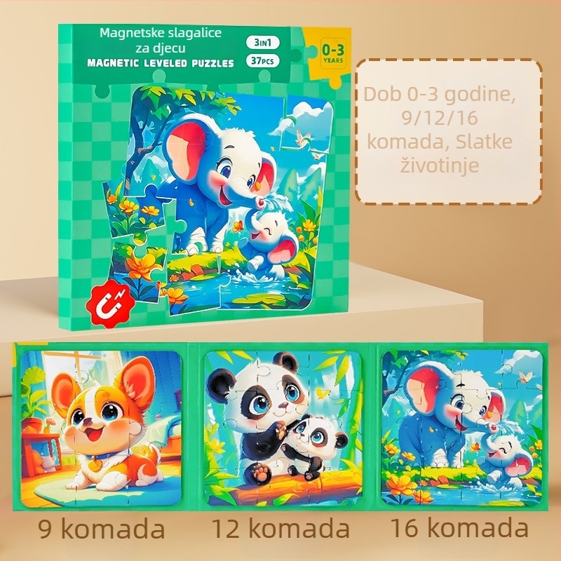 DIY magnetska slagalica za djecu 0–3 godine, papirnati ravni puzzle, u kartonskoj kutiji