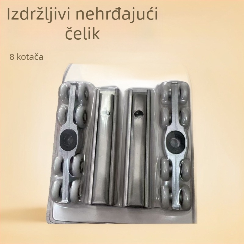 Set kliznih kolotura za drvena vrata, 8 koluta, nehrđajući čelik 201, blister pakiranje s dodacima, jednostavna ugradnja, tih i glatko radi