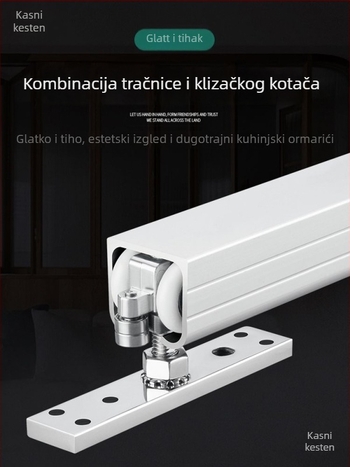 Sklopiva prozorska tračnica s kolima – drvena tračnica za lijeva/desna klizna vrata, balkon pregrada, kompletan set