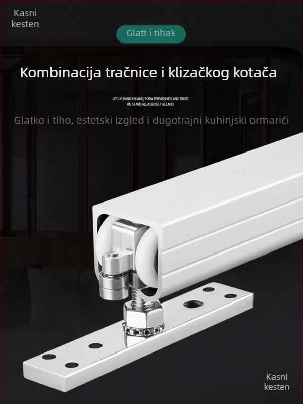 Sklopiva prozorska tračnica s kolima – drvena tračnica za lijeva/desna klizna vrata, balkon pregrada, kompletan set