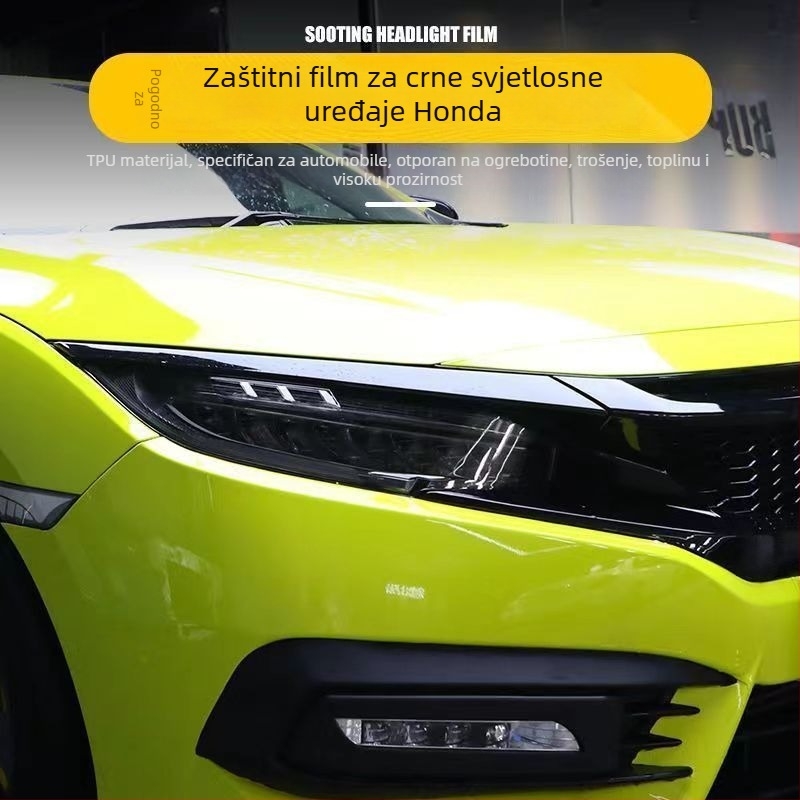 Film za svjetla Honda Civic 11. i 10. generacije – tamni, proziran fotokromni film za promjenu boje, stil JDM Black Warrior